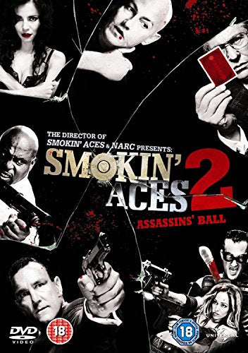 DVD cover for "Smokin' Aces 2" featuring multiple characters with guns.