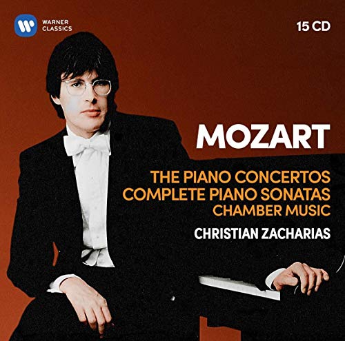CD cover featuring pianist Christian Zacharias against a brown background with text overlay.