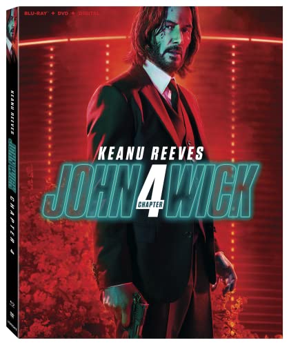 John Wick Chapter 4 Blu-ray cover featuring Keanu Reeves in a suit.