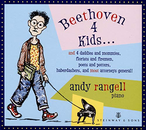 "Album cover featuring a cartoon man walking a piano on a leash, surrounded by colorful background and text."