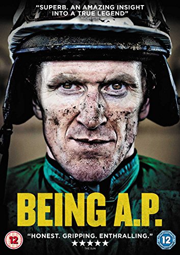"Being A.P." DVD cover featuring a dirty jockey with a helmet on.