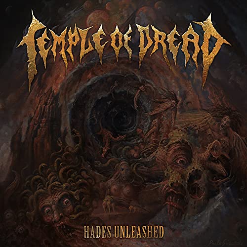 Album cover for Temple of Dread - Hades Unleashed, featuring hellish imagery.