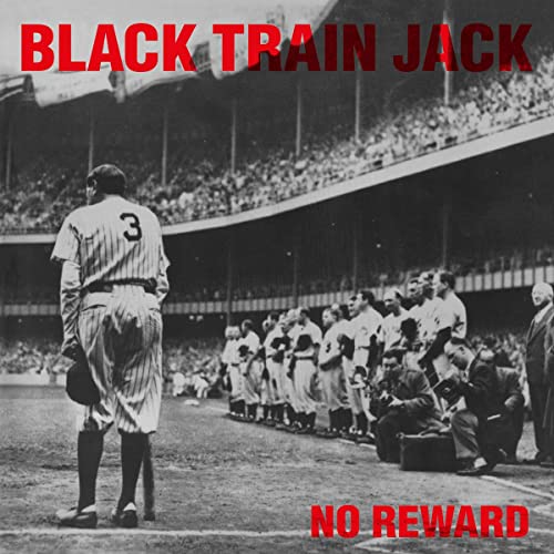 Black and white photo of a baseball player with a team, album cover.