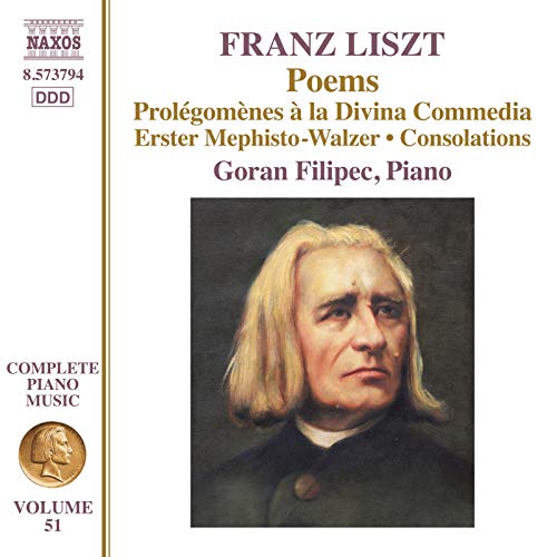 CD cover featuring a portrait of composer Franz Liszt playing piano.
