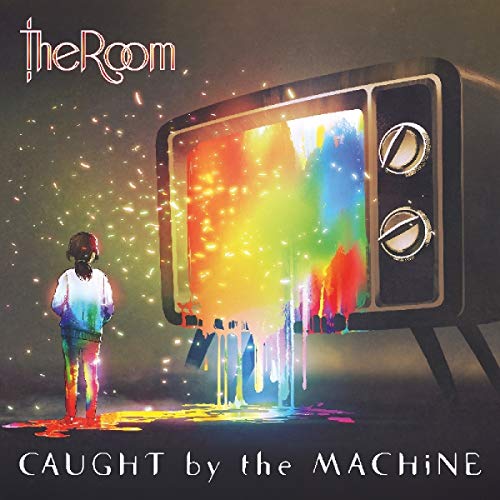 "Album cover art featuring a person standing before a TV with rainbow-colored paint."
