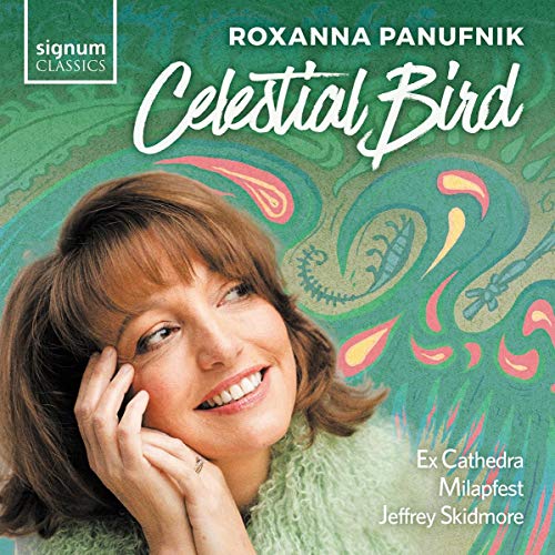CD cover: Roxanna Panufnik portrait with bird and cathedral imagery.