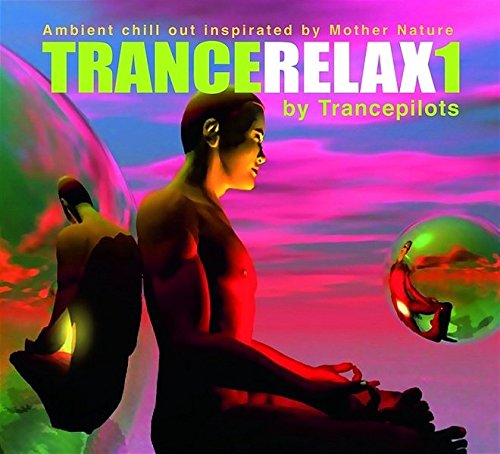 CD cover: man meditating amidst colorful, swirling orbs and landscape.