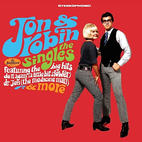 CD cover for Jon & Robin’s “Singles Collection” featuring a couple in 1960s attire.
