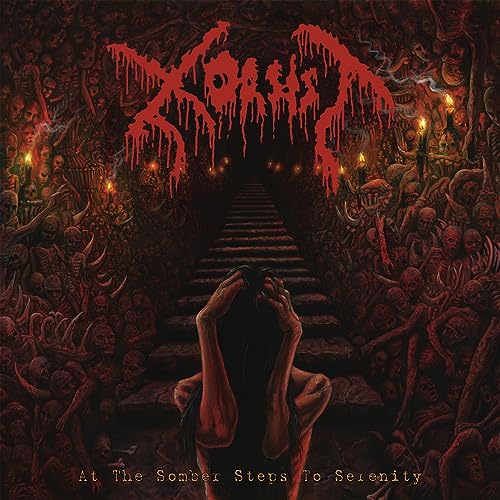 Dark album cover depicting a figure at the foot of a candlelit staircase.
