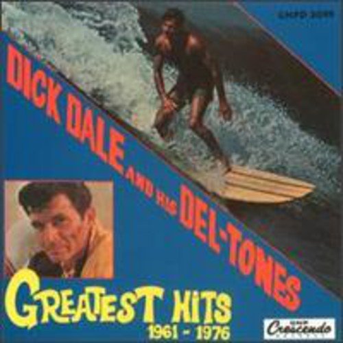Album cover for Dick Dale & His Del-tones’ “Greatest Hits” featuring a surfer.