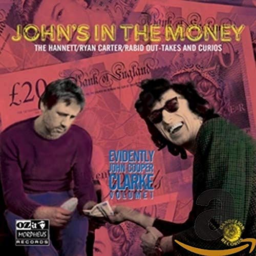 CD cover featuring John Cooper Clarke with money and a portrait background.