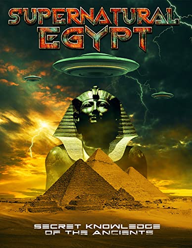 DVD cover: Egyptian bust, pyramids, UFOs, and stormy sky background.
