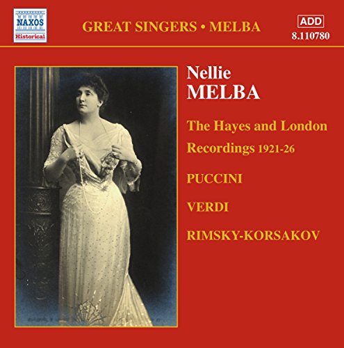 CD cover featuring a portrait of opera singer Nellie Melba in a gown.