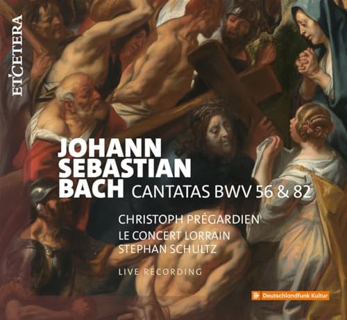 CD cover for Bach cantatas featuring a Baroque painting of the crucifixion.