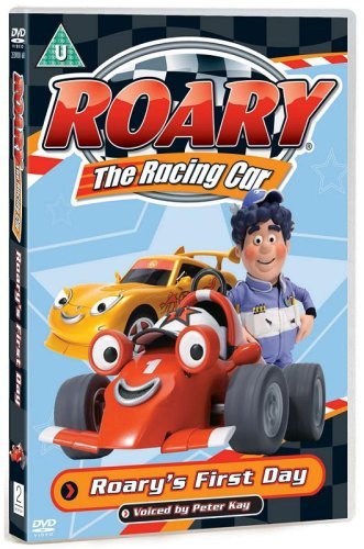 DVD case for "Roary the Racing Car" featuring cartoon boy and two cars.