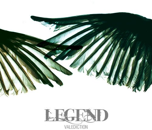 "Album cover with black bird wings and 'Legend' and 'Valediction' text on white background."