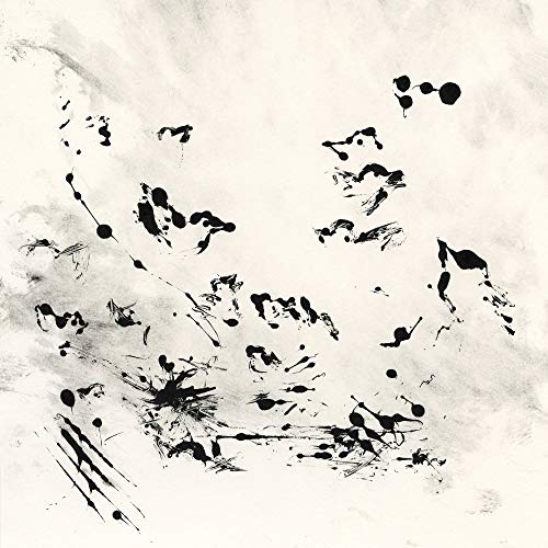 The image depicts a black and white abstract design. For accessibility purposes, a suitable alt text could be: "Black ink splatters on a white background."