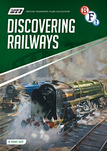 DVD cover for “Discovering Railways” featuring vintage steam locomotives.
