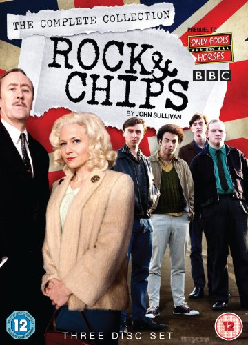 Rock & Chips" DVD cover featuring cast members against a Union Jack.