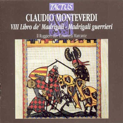 CD cover for Claudio Monteverdi’s “Il Ruggiero” with medieval knight illustration.