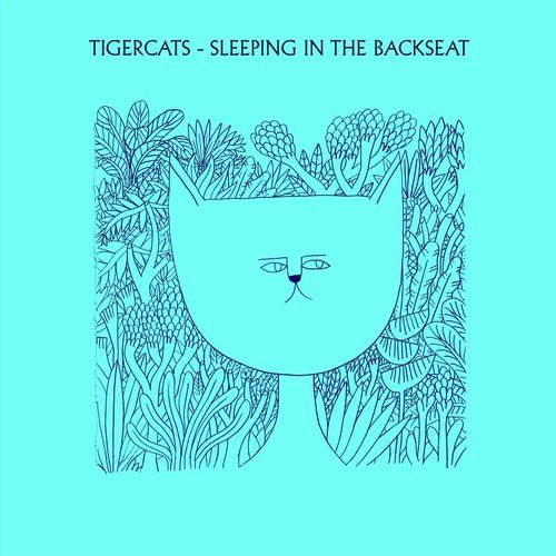 Blue album cover with a stylized cat face and floral background.
