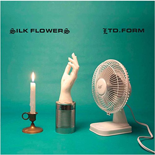 Album cover with a hand, candle, and fan on teal background.