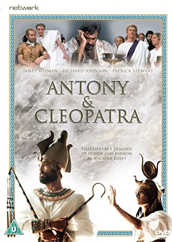 DVD cover for Antony and Cleopatra featuring actors in ancient Egyptian and Roman costumes.