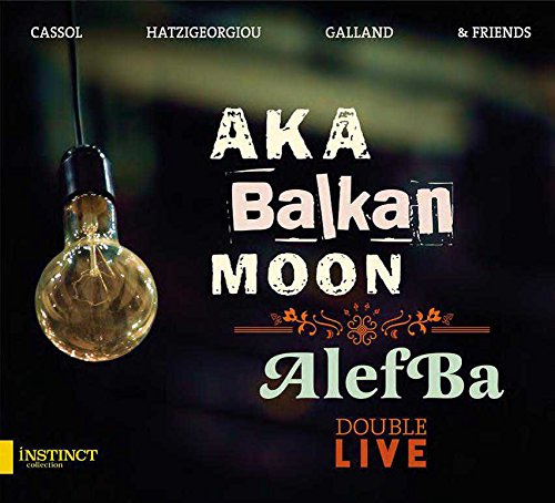 "CD cover with 'Double Live' and 'AlefBa' text, featuring a lightbulb on a black background."