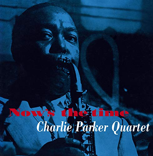 Vinyl album cover featuring Charlie Parker playing saxophone with red and white text overlay.