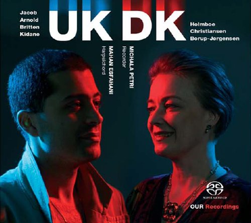 Album cover with man and woman facing each other, lit in red and blue.