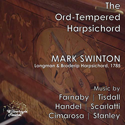 CD cover for Mark Swinton’s “The Ord-Tempered Harpsichord” featuring ornate woodgrain.