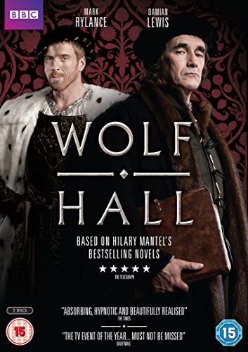 DVD cover for Wolf Hall featuring Mark Rylance and Damian Lewis in historical costumes.