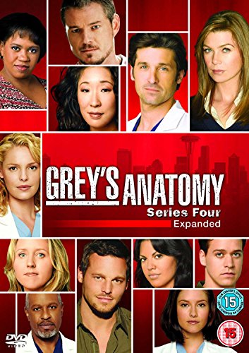 Grey's Anatomy Season 4 DVD cover with cast portraits and city skyline.