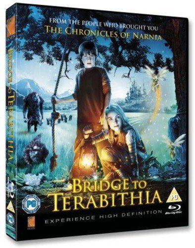 Bridge to Terabithia" Blu-ray cover featuring two children and fantasy creatures.
