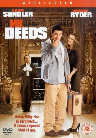 DVD cover for "Mr. Deeds" featuring Adam Sandler and Winona Ryder.
