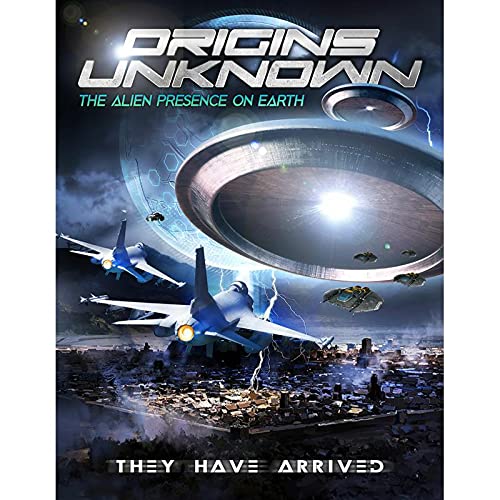 DVD cover for “Origins Unknown” featuring a UFO and fighter jets.