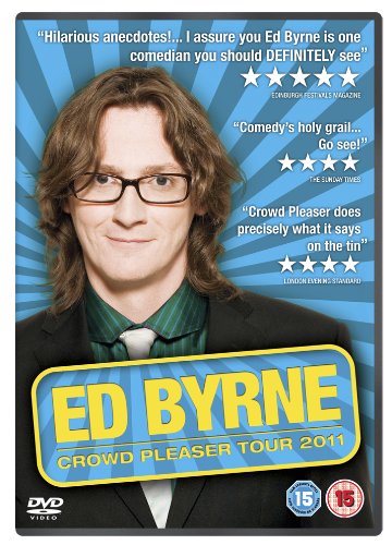 DVD cover featuring Ed Byrne with quotes and a blue background.