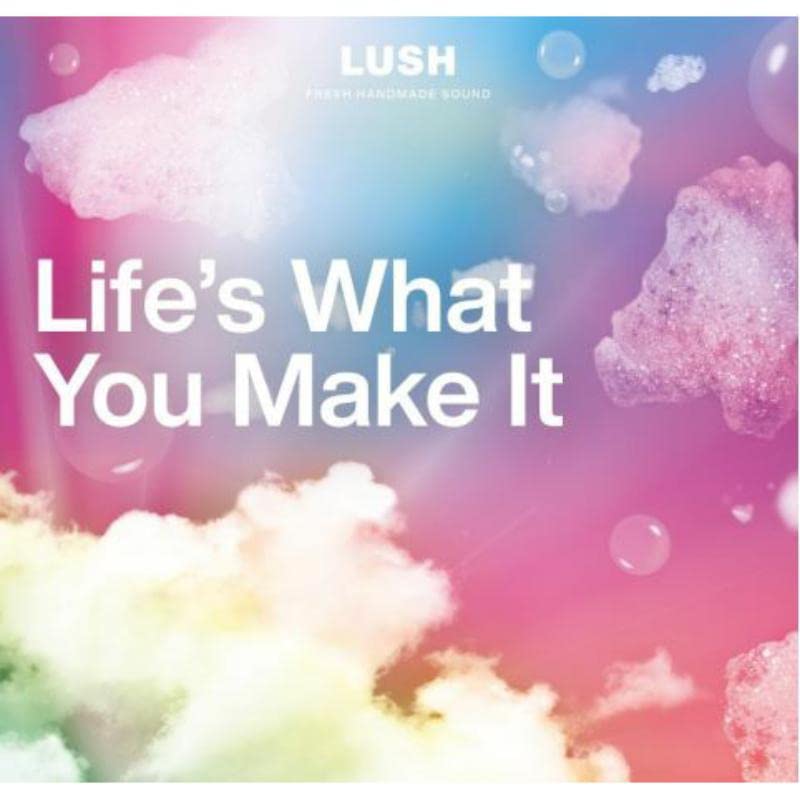 Album cover for “Life’s What You Make It” with pink and blue clouds.