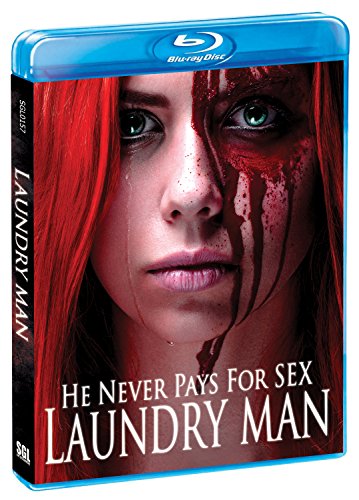 Blu-ray cover for "Laundry Man" featuring a distressed woman with red streaks.