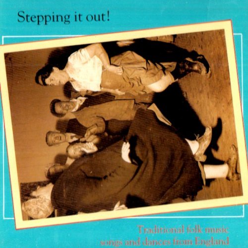 "CD cover with sepia-toned image of people dancing on a blue background."