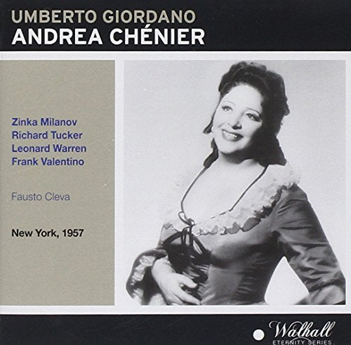 CD cover for "Andrea Chenier" with black and white portrait of a woman.