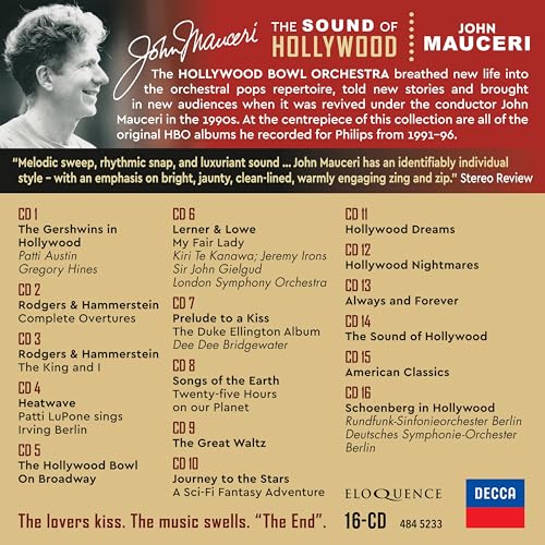 CD back cover featuring John Mauceri and tracklist for “The Sound of Hollywood.”