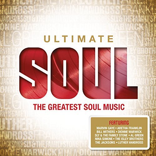 "CD cover with 'Ultimate Soul' title, red and gold text, and artist list."