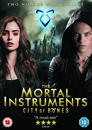 DVD cover for "The Mortal Instruments: City of Bones" featuring a man and woman.