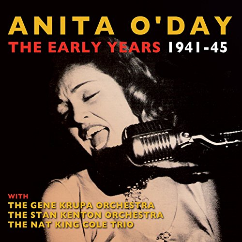 "CD cover featuring a black-and-white photo of Anita O'Day singing into a microphone."