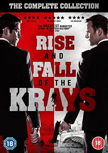 DVD cover featuring two suited men holding guns, with title "Rise and Fall of the Krays".