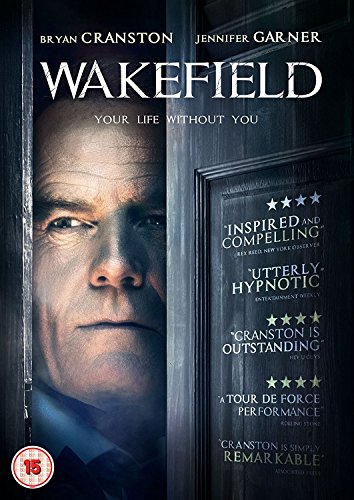 "Image shows DVD cover for 'Wakefield' with a man's face and reviews."