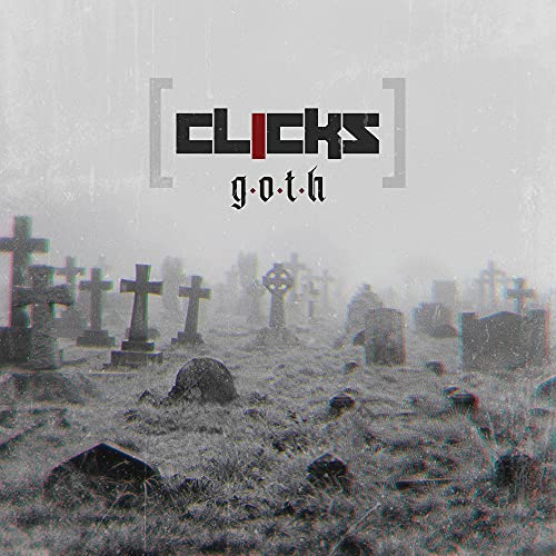 CD cover with the title "Clicks" over a snowy graveyard scene.