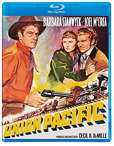 Blu-ray cover for "Union Pacific" featuring actors and a vintage train.