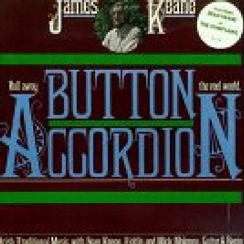 "Blurry CD cover with 'Button Accordion' in blue text on maroon background."